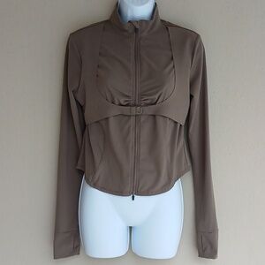 Halara Women’s Light Chocolate Brown Zip-Front Active Jacket Small